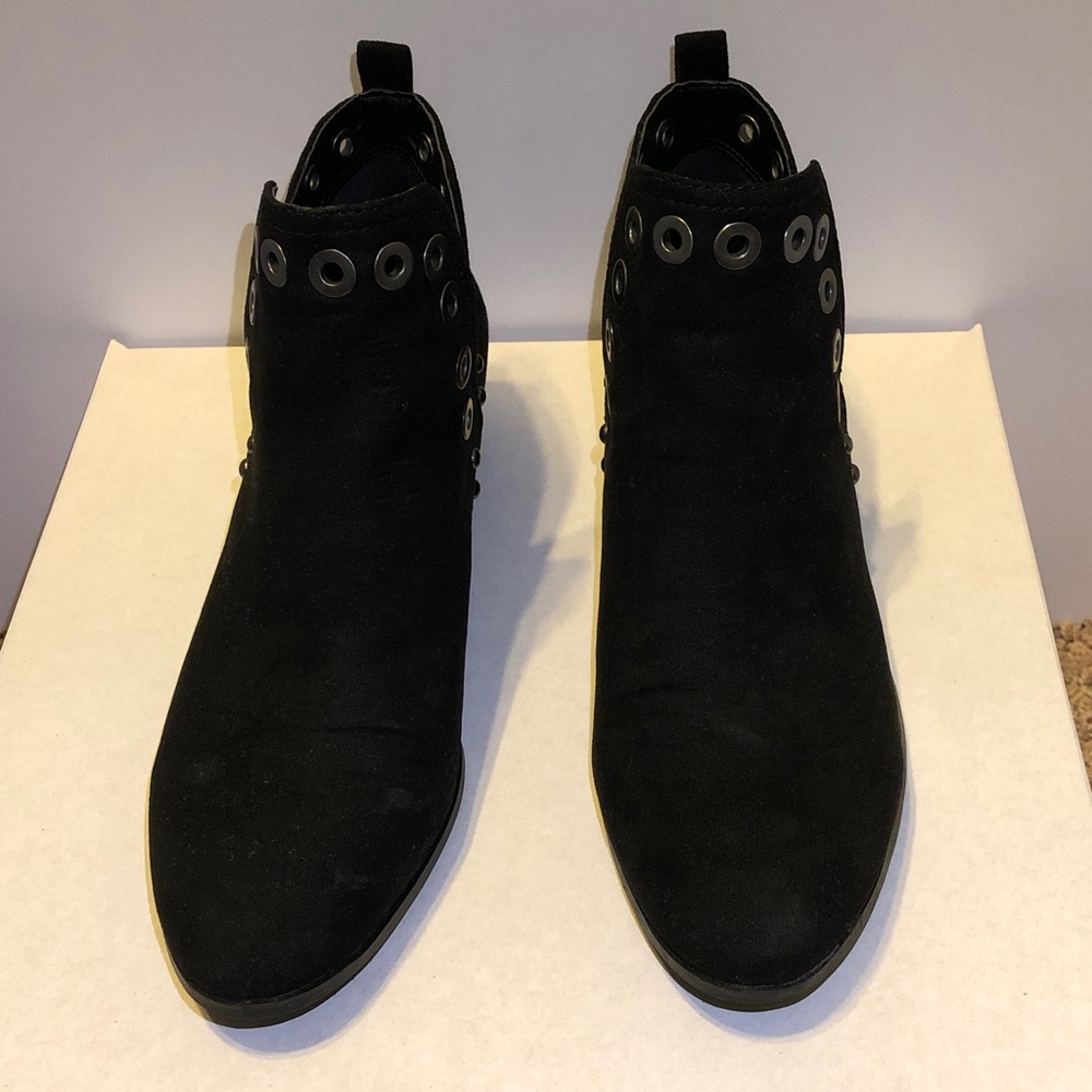 Black Ankle Boots with Silver Eyelets